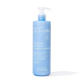Gel lavant ultra doux b&eacute;b&eacute; &agrave; la glyc&eacute;rine v&eacute;g&eacute;tale La Ros&eacute;e - flacon pompe de 400 ml