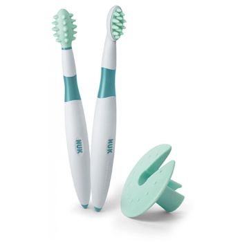 Kit éducatif d'hygiène dentaire 6 mois+ NUK - 2 brosses + 1 bague de protection
