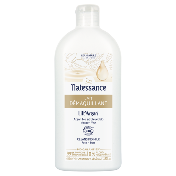 Lait démaquillant visage et yeux Lift'Argan Natessance - flacon de 400 ml