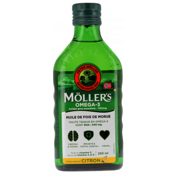 Oméga-3 huile de foie de morue arome naturel citron Möller's - flacon de 250ml