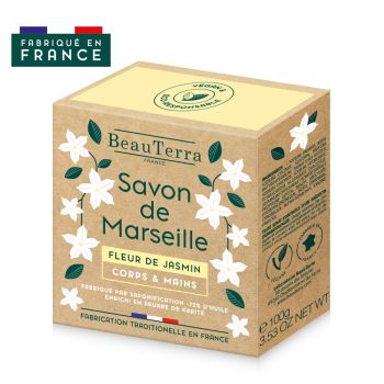 Savon de marseille fleur de jasmin Beauterra - pain de 100g