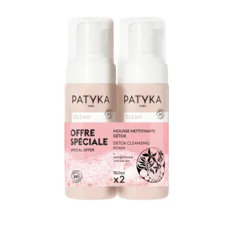 Mousse nettoyante d&eacute;tox bio Clean Patyka - lot de 2 flacons-pompe de 150ml