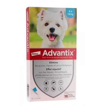 Advantix petit chien de 4 à 10 kg Bayer - boite de 6 pipettes