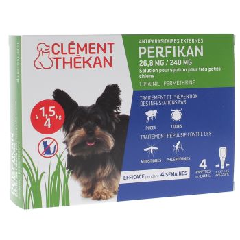 Perfikan 26,8 mg/240 mg pour très petits chiens Clément-Thékan - 4 pipettes de 0,44 ml