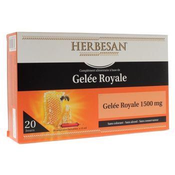 Gelée royale 1500 mg Herbesan - Boite de 20 ampoules