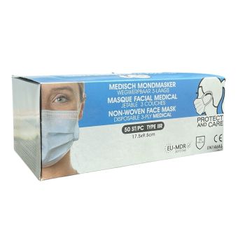 Masque facial chirurgical Protect and Care - 50 pi&egrave;ces 