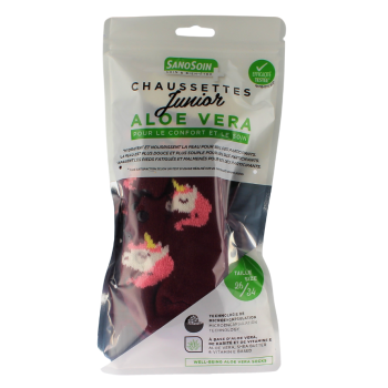 Chaussettes bien-être licornes roses et violettes SanoSoin – une paire de chaussettes