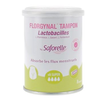 Florgynal tampon probiotique super sans applicateur Saforelle - boite de 8 tampons