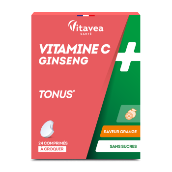 Vitamine C + Ginseng tonus Vitavea - boite de 24 comprimés à croquer