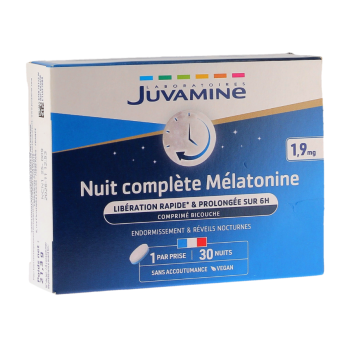 Nuit complète mélatonine Juvamine - boite de 30 comprimés