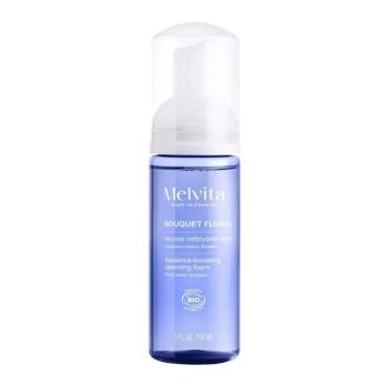 Bouquet floral mousse nettoyante éclat bio Melvita - flacon pompe de 150ml