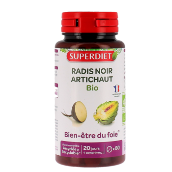 Radis noir et artichaut Bio Super Diet - pot de 80 comprimés