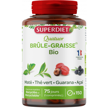 Quatuor Brûle-graisse bio Super Diet - pot de 150 comprimés