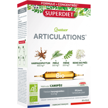 Quatuor Articulations bio Super Diet - boîte de 20 ampoules de 10ml