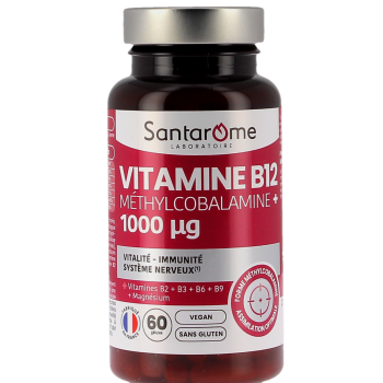 Vitamine B12 Méthylcobalamine+ 1000µg Santarome - pot de 60 gélules