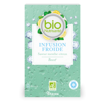 Infusion froide boost saveur menthe-citron bio Vitavea - boite de 20 sachets