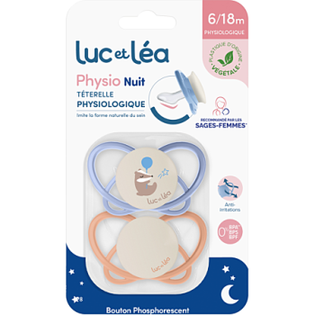 Physio téterelle physiologique 6/18 mois Luc et Léa - lot de 2 sucettes