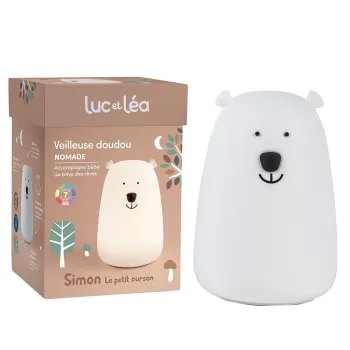 Veilleuse doudou nomade simon le petit ourson Luc et Léa - une veilleuse
