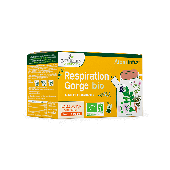 Arom’Infuz respiration gorge bio Les 3 Chênes - boîte de 20 sachets