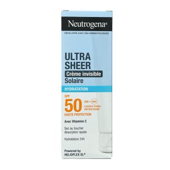 Ultra Sheer crème invisible solaire hydratation SPF50 Neutrogena - tube de 50ml