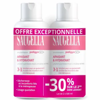 Poligyn 50+ soin lavant intime Saugella - lot de 2 flacons de 500ml offre spéciale