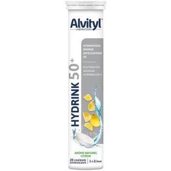 Hydrink 50+ ar&ocirc;me naturel citron Alvityl - tube de 20 comprim&eacute;s effervescents