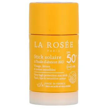 Stick solaire &agrave; l'huile d'abricot bio SPF50+ La Ros&eacute;e - stick de 15ml
