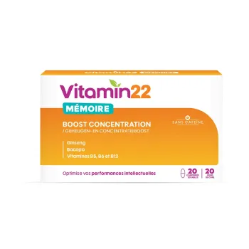 Vitamin22 mémoire boost concentration Uriach - boite de 20 comprimés