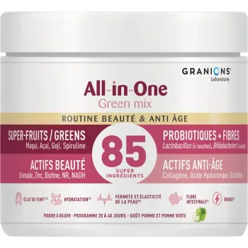 All-in-One Green mix routine beaut&eacute; et anti-&acirc;ge go&ucirc;t pomme et pomme verte Granions - pot de 166g