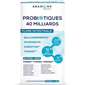 Probiotiques flore intestinale Granions - boite de 14 g&eacute;lules
