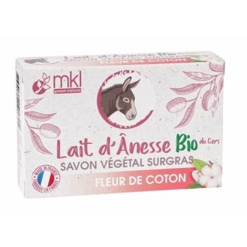 Savon végétal surgras au lait d'ânesse bio Fleur de coton MKL Green Nature - pain de 100g