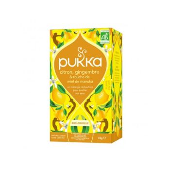 Infusion citron gingembre et miel de Manuka bio Pukka - boite de 20 sachets