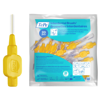 Brossettes interdentaires originales jaune taille 4 (0.7 mm) TePe - 20 brossettes