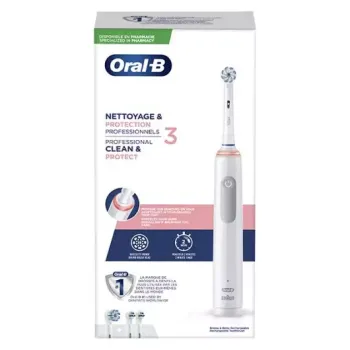 Brosse à dents électrique Nettoyage & Protection Professionnels 3 Oral-B - une brosse à dents électrique + 2 embouts