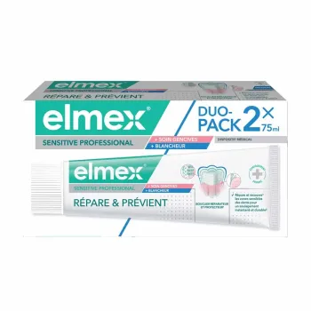Sensitive professional dentifrice r&eacute;pare et pr&eacute;vient Elmex - lot de 2 tubes de 75ml