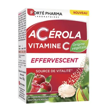 Acérola vitamine C goût fruits rouges Forté Pharma - boite de 20 comprimés effervescents