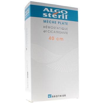 Algostéril Mèche plate hémostatique et cicatrisante Brothier - Boîte de 16 compresses 40 cm