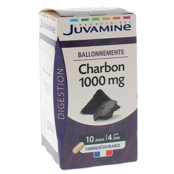 Ballonnements charbon 1000 mg Juvamine - boite de 40 gélules