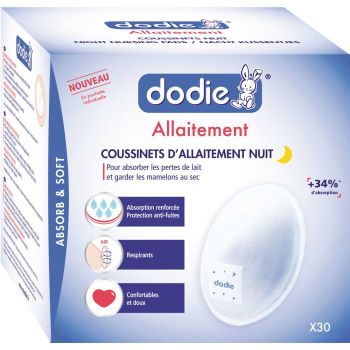 Coussinets d'allaitement nuit absorption renforcée Dodie - boîte de 30