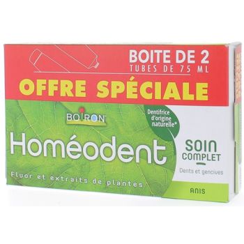 Dentifrice Homéodent soin complet dents et gencives goût anis Boiron - 2 tubes de 75 ml