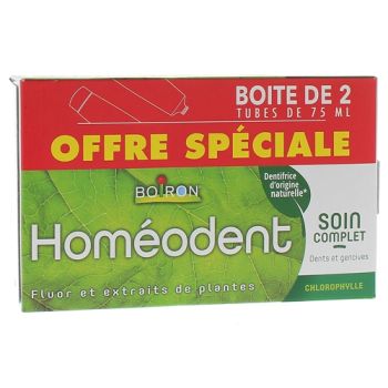Dentifrice soin complet dents et gencives arôme chlorophylle Homéodent Boiron - lot de 2 x 75 ml