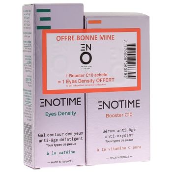 Enotime duo bonne mine ENO laboratoire Codexial - Booster C10 en flacon-pompe de 15 ml + Eyes Density en tube de 15 ml