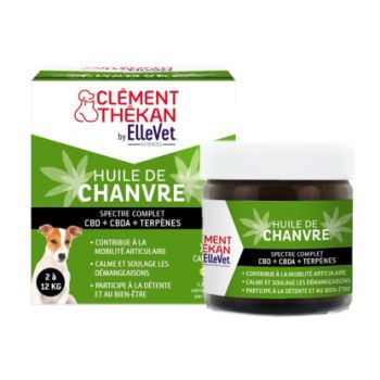 Huile de chanvre chiens 2 à 12kg Clément Thékan - pot de 45 capsules
