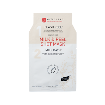 Masque Milk & Peel Shot Mask Erborian - 1 sérum Flash Peel 3 g + 1 masque tissu Milk Bath 15 g