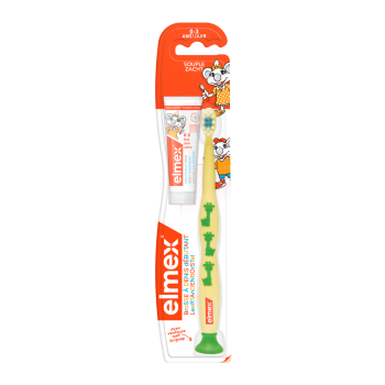 Brosse à dents débutant 0-3 ans Elmex - 1 brosse à dents + mini dentifrice offert
