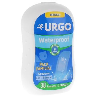 Pansements waterproof pack familial Urgo - boîte de 38 pansements de 2 formats