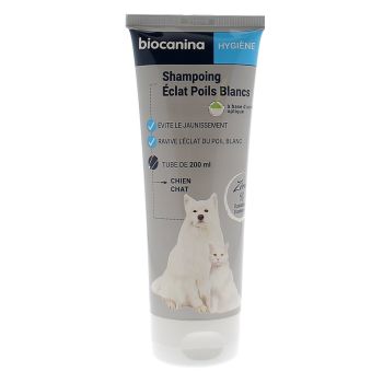Shampoing éclat poils blancs chien et chat Biocanina - tube de 200 ml
