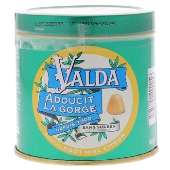 Valda pastilles miel citron sans sucre - boite de 160 g
