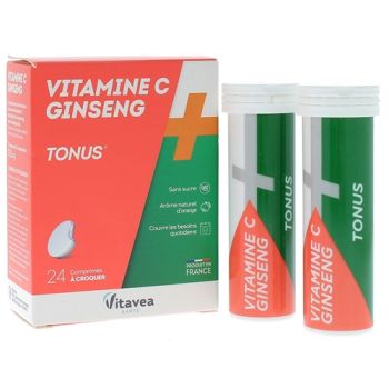Vitamine C + Ginseng tonus Vitavea - boite de 24 comprimés à croquer