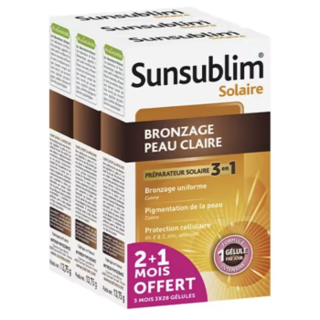 Sunsublim solaire bronzage peau claire Nutreov - 3 boites de 28 gélules
